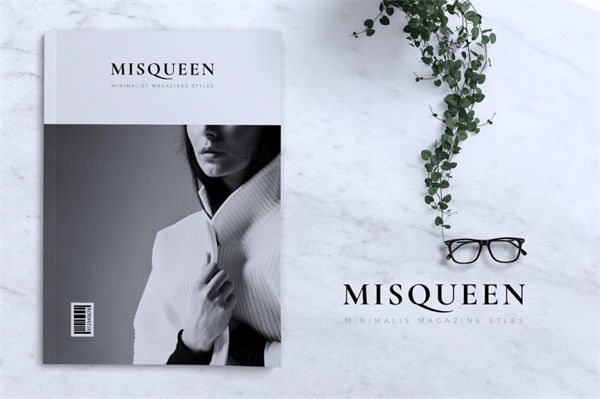 极简主义风格杂志设计模板 MISQUEEN Minimalist Magazine Styles 3710342