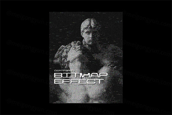 未来派海报封面图像转像素位图效果半色调PS动作 Dirtybarn -