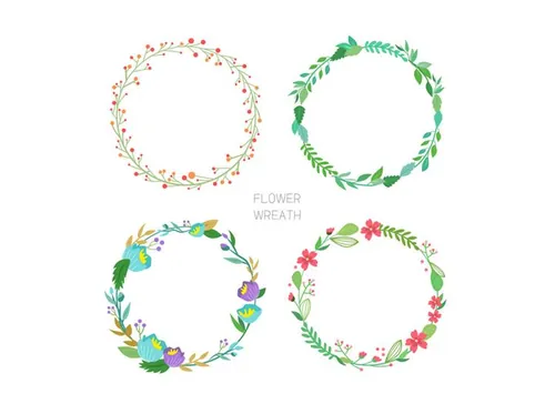 Flower Wreath 清新花环花圈AI矢量素材 ti367a10304