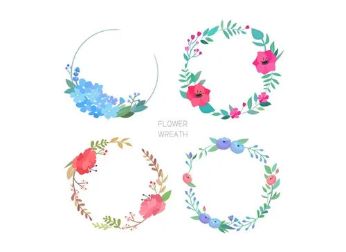 Flower Wreath 清新花环花圈AI矢量素材 ti367a10305