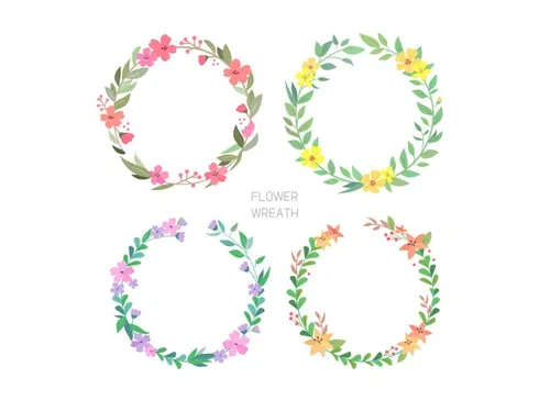 Flower Wreath 清新花环花圈AI矢量素材 ti367a10302
