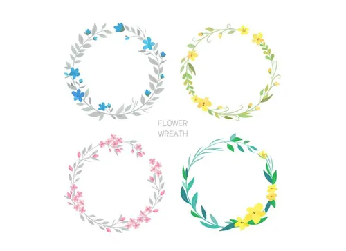 Flower Wreath 清新花环花圈AI矢量素材 ti367a10303