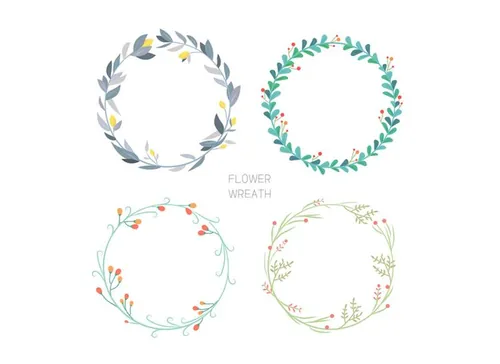 Flower Wreath 清新花环花圈AI矢量素材 ti367a10306