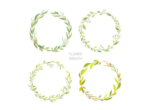 Flower Wreath 清新花环花圈AI矢量素材 ti367a10308