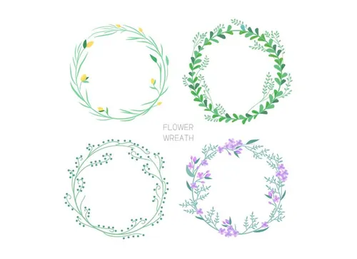 Flower Wreath 清新花环花圈AI矢量素材 ti367a10312