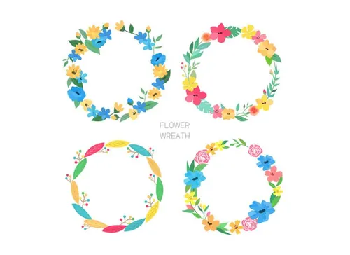 Flower Wreath 清新花环花圈AI矢量素材 ti367a10313