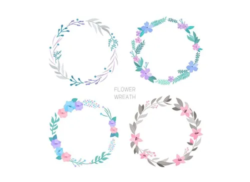 Flower Wreath 清新花环花圈AI矢量素材 ti367a10309