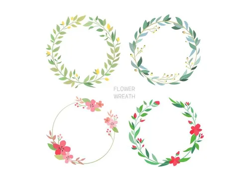 Flower Wreath 清新花环花圈花藤AI矢量素材 ti367a10301