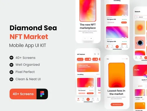 高质量NFT市场移动APP设计UI界面素材免费下载 Diam