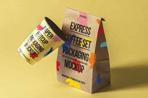 非常优雅的包装psd咖啡样机 Psd Coffee Packaging Mockup Set