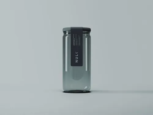 现代透明玻璃瓶包装设计展示样机模板 Tall Transparent Glass Jar Mockup