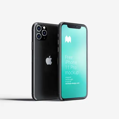 苹果手机IOS APP设计提案UI界面贴图样机PSD模板 iPhone 11 Pro mo