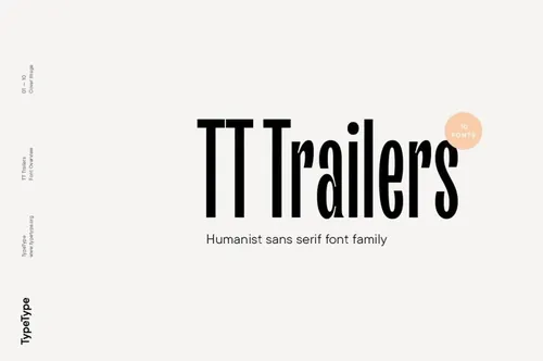 电影海报杂志画册标题排版无衬线英文字体英文字体 TT Trailers Font Family