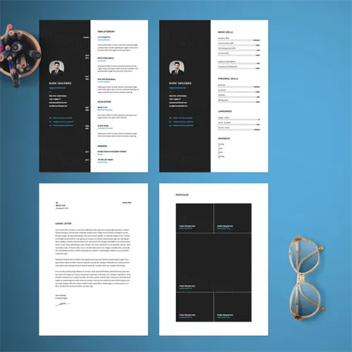 创意设计师求职垂直样式简历模板 Vertical Resume Template