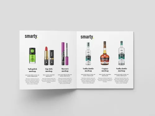 画册手册贴图展示模版 Square brochure with hard edge mockup