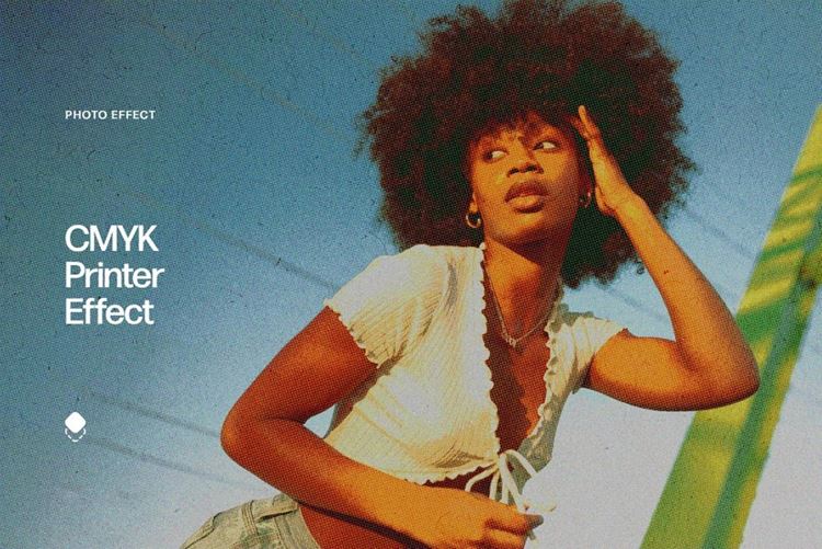 高质量复古半色调砂砾颗粒感复印效果滤镜素材 CMYK Pri