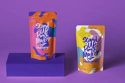 精美的psd站立式包装袋样机 Psd Stand Up Pouch Packaging Mockup