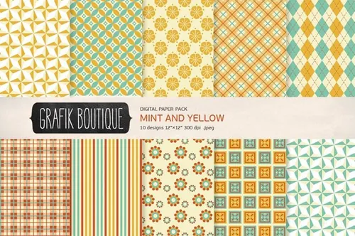 彩色纹理图案无缝背景Mint yellow pattern digital paper