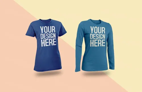 T恤衫模型PSD贴图模板Female T-Shirt Mockups PSD