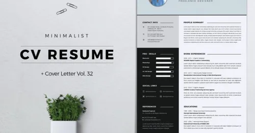 极简主义设计风格简历模板v32 Minimalist CV Resume