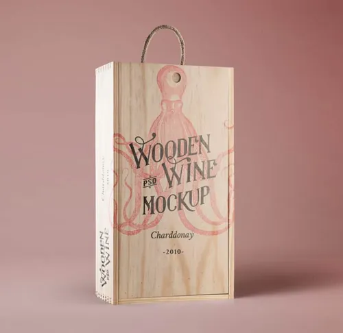 红酒木盒子样机 Psd Wine Wood Box Mockup Vol3