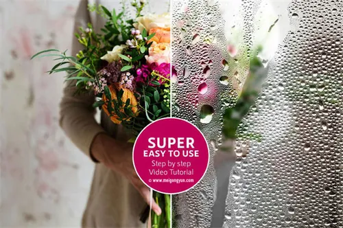 Photoshop逼真有雾多雨玻璃效果动作