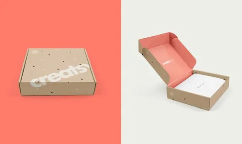 快递包装盒贴图展示模版 Mailing Box PSD MockUp