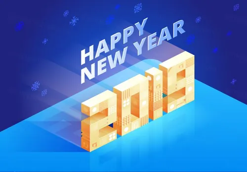 2019新年快乐2.5D等距设计创新理念数字技术矢量插图素材