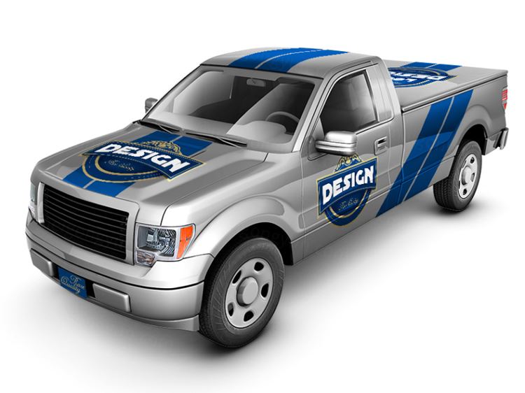 皮卡车身广告贴图模版 Pickup Truck Mock Up