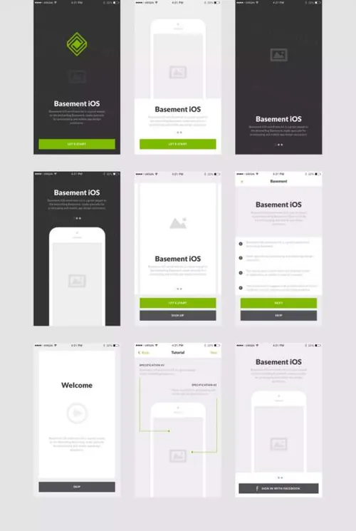 社交类APP应用线框图套装下载[iOS,PSD,Sketch]