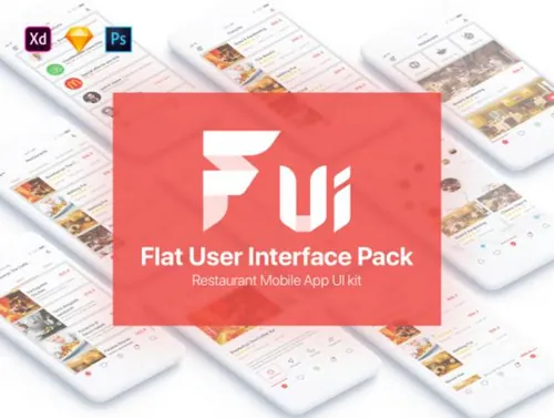 餐饮美食餐厅预定外卖订单移动手机APP UI工具包Restaurant Flat