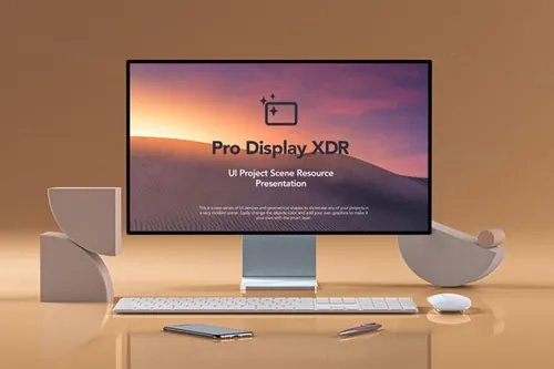 美丽抽象UI场景样机 Psd Pro Display Mockup UI Scene