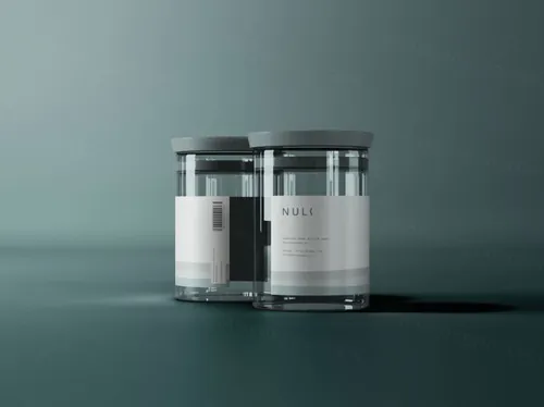 带有标签盖子的储物玻璃罐玻璃瓶包装设计展示样机模板 Storage Containers Mockup