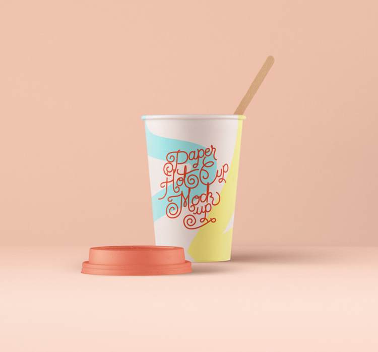一个打开的盖的纸杯样机 Psd Paper Hot Cup Template Vol4