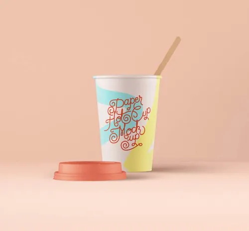 一个打开的盖的纸杯样机 Psd Paper Hot Cup Template Vol4