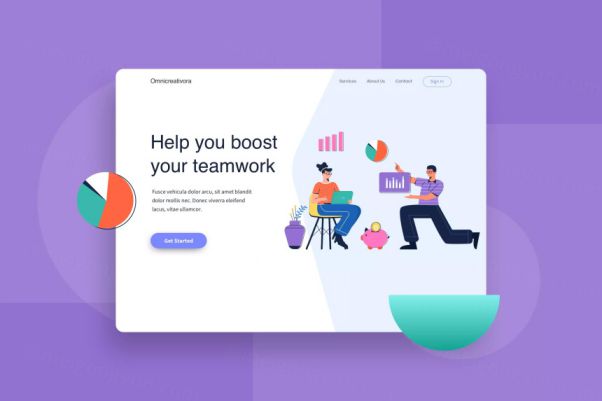 数据分析网站着陆页设计矢量插画