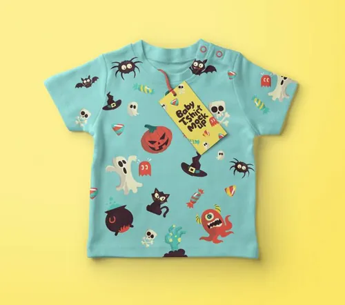 儿童服装模型PSD贴图模板Baby T-shirt Psd Mockup