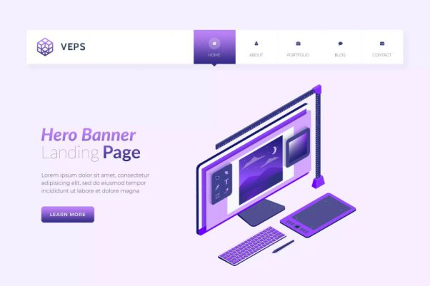 UX/UI设计主题概念插画网站Banner图模板 Veps – Her