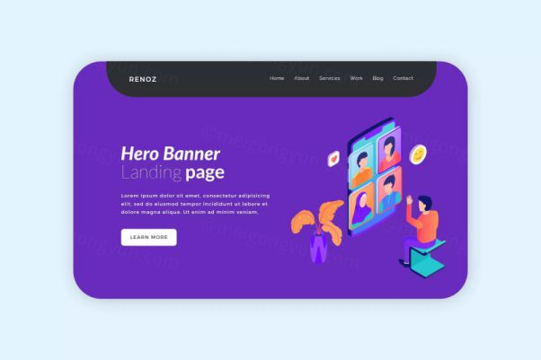 手机自拍软件概念插画网站Banner图模板 Renoz – Hero