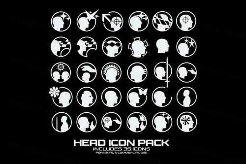 潮流赛博朋克暗黑风人物头部插画图标素材合辑 HVNTER -