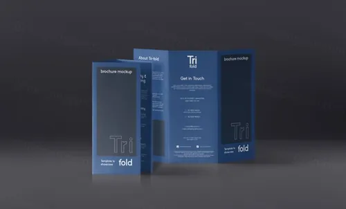 三折页模型PSD模板Psd Tri Fold Mockup US A4