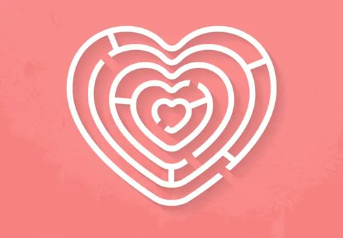 时尚心型迷宫背景矢量平面设计素材Heart maze
