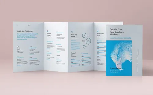 双门折页小册子样机 Psd Double Gate Fold Brochure Vol4