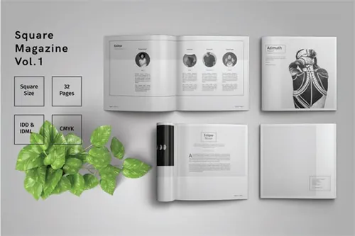 高品质的时尚简约方形InDesign杂志设计模板 Square Magazine Template Indesign 25...