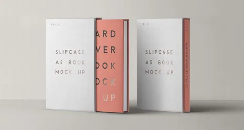 A5大小防滑书模型PSD贴图模板Psd Slipcase Book Mockup