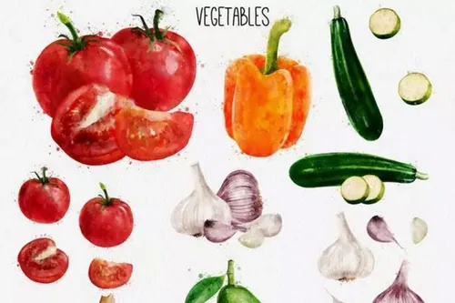 水彩水果 蔬菜插画  Watercolor Fruits A