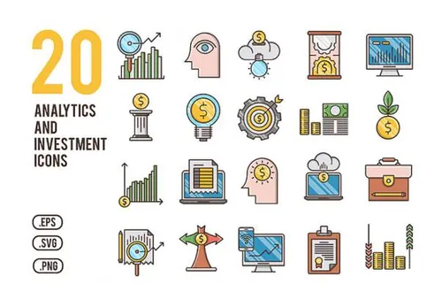 金融分析投资数据图表矢量图标集Analytics  Investment ico