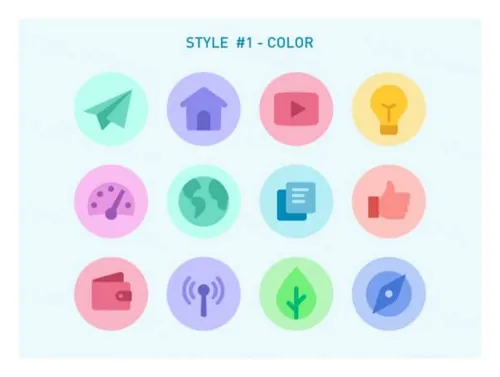 霓虹色彩基础元素矢量彩色图标集Tritone Landing Page Icon