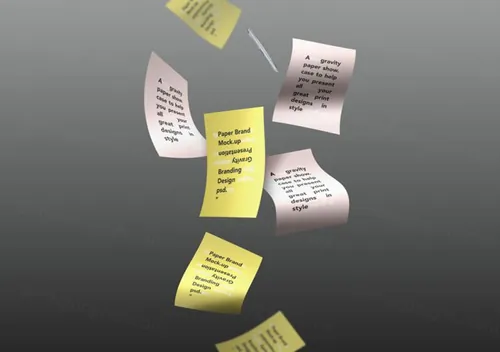 漂浮效果纸质品牌模型PSD贴图模板Gravity Psd Paper Mockup