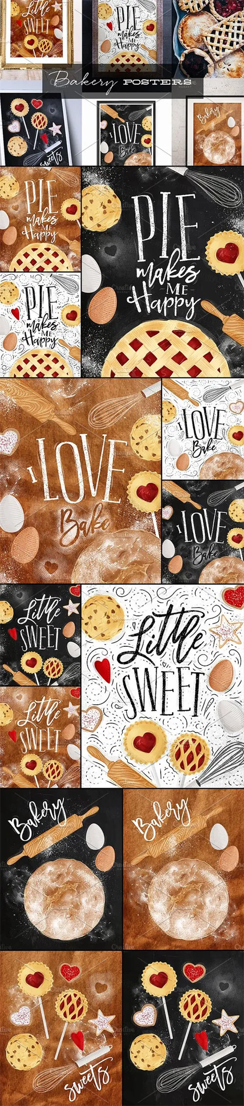 复古风面包烘焙店海报 Bakery Posters